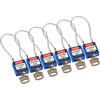 Kompakte Sicherheitsschlösser – mit Kabelbügel, Blau, KD - Verschiedenschließende Schlösser, Stahl, 108.00 mm, 6 Stück / Box